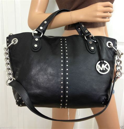 michael kors black bag with silver hardware